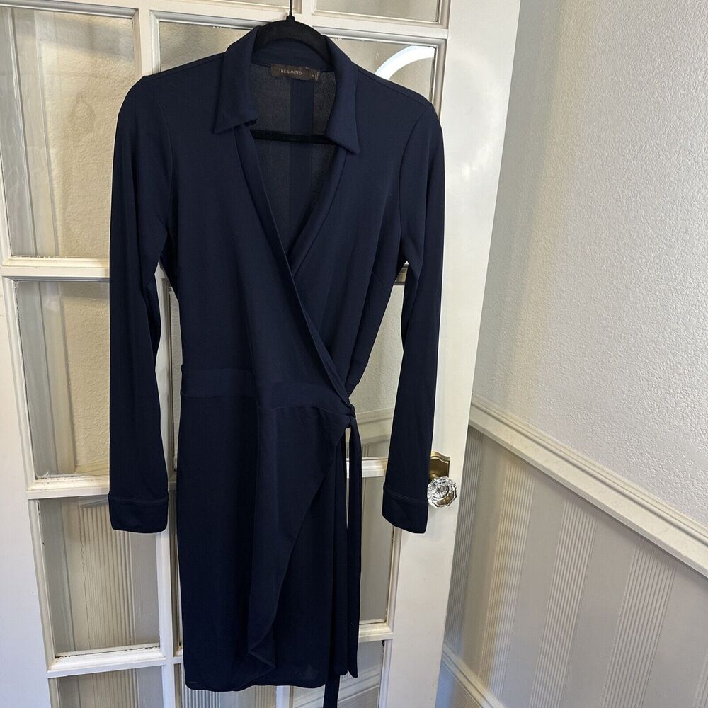 The Limited Navy Faux Wrap Dress Women's M